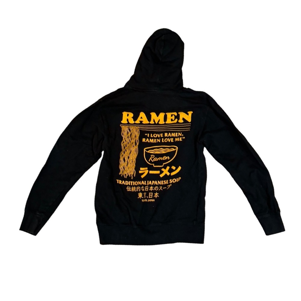 Fun SCW Ramen Traditional Japanese Soup Graphic Hoodie Black Small Streetwear